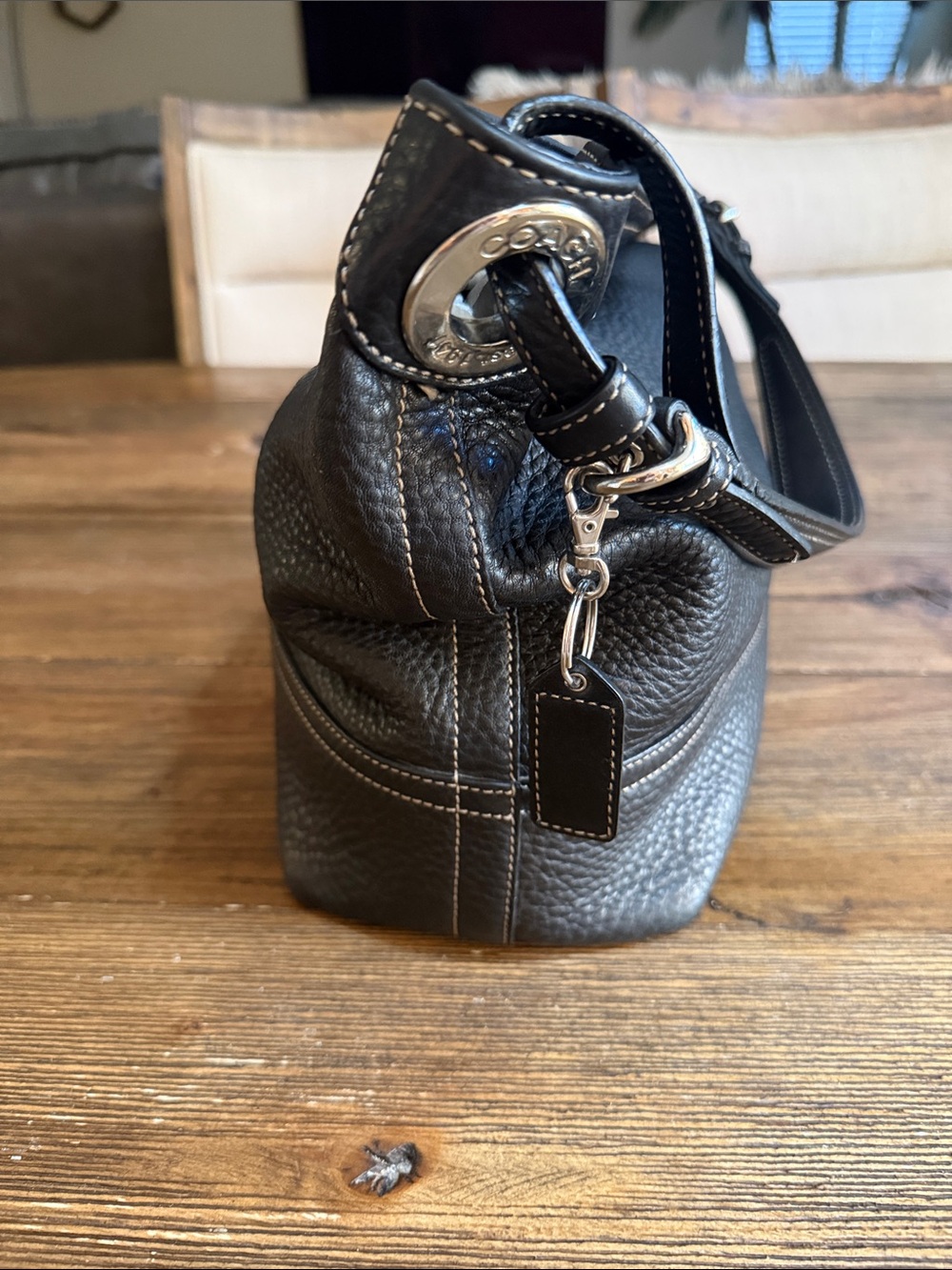Coach Black Pebbled Leather Shoulder Hobo - Picture 8 of 14